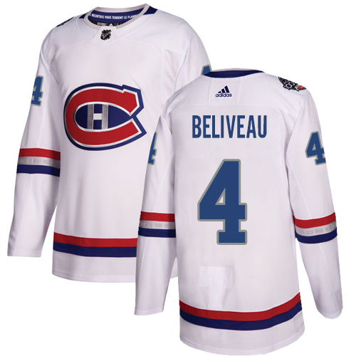 Adidas Canadiens #4 Jean Beliveau White Authentic 100 Classic Stitched NHL Jersey